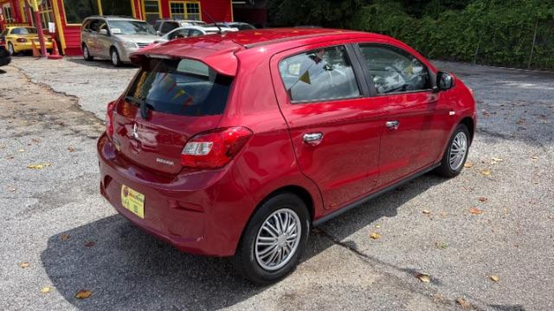 2018 Red Mitsubishi Mirage ES CVT (ML32A3HJ2JH) with an 1.2L L3 DOHC engine, Continuously Variabl transmission, located at 1806 Veterans Memorial Hwy SW, Austell, GA, 30168, (770) 944-9558, 33.817959, -84.606987 - Photo#3