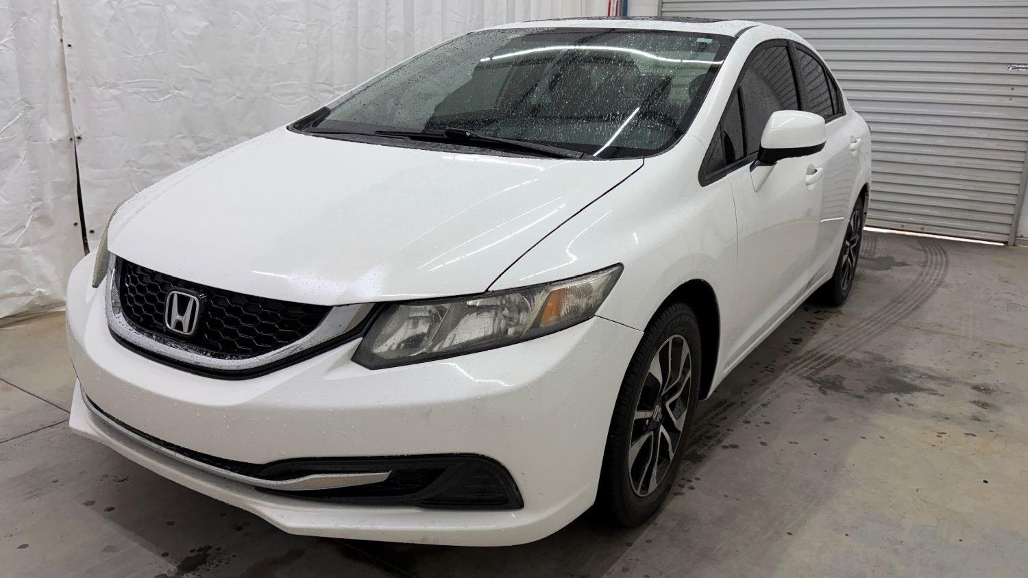 2013 White Honda Civic EX (19XFB2F84DE) with an 1.8L I-4 i-VTEC variable valve control engine, located at 1806 Veterans Memorial Hwy SW, Austell, GA, 30168, (770) 944-9558, 33.817959, -84.606987- Photo#0