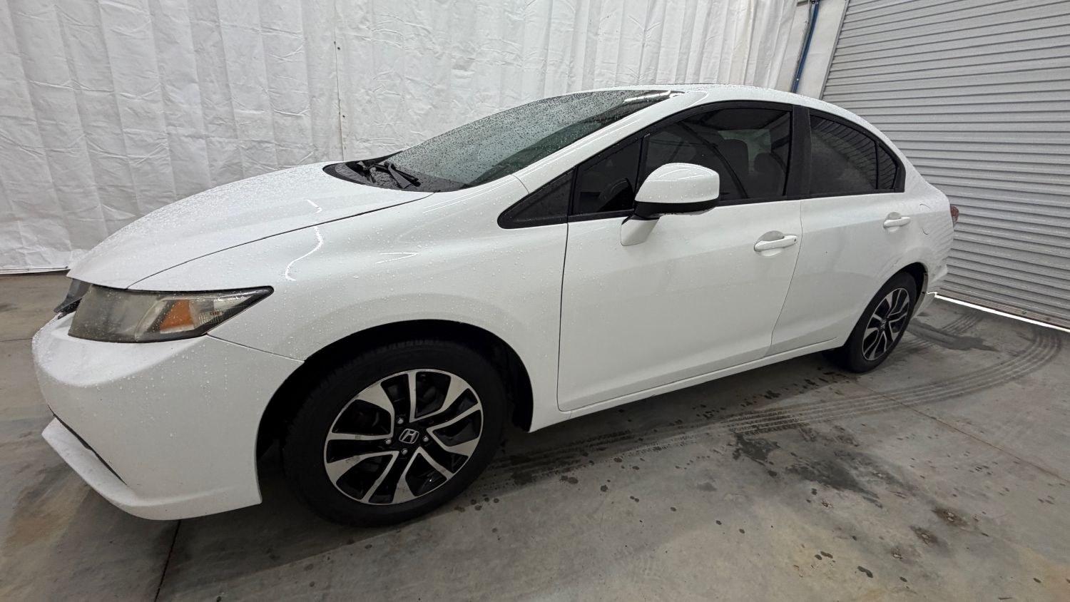 2013 White Honda Civic EX (19XFB2F84DE) with an 1.8L I-4 i-VTEC variable valve control engine, located at 1806 Veterans Memorial Hwy SW, Austell, GA, 30168, (770) 944-9558, 33.817959, -84.606987- Photo#1