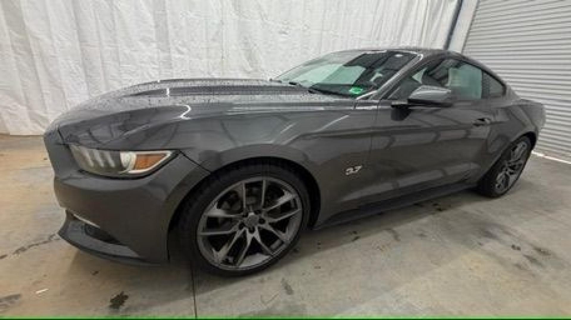 2015 Gray Ford Mustang V6 (1FA6P8AM3F5) with an 3.7L V-6 DOHC engine, located at 1806 Veterans Memorial Hwy SW, Austell, GA, 30168, (770) 944-9558, 33.817959, -84.606987- Photo#1